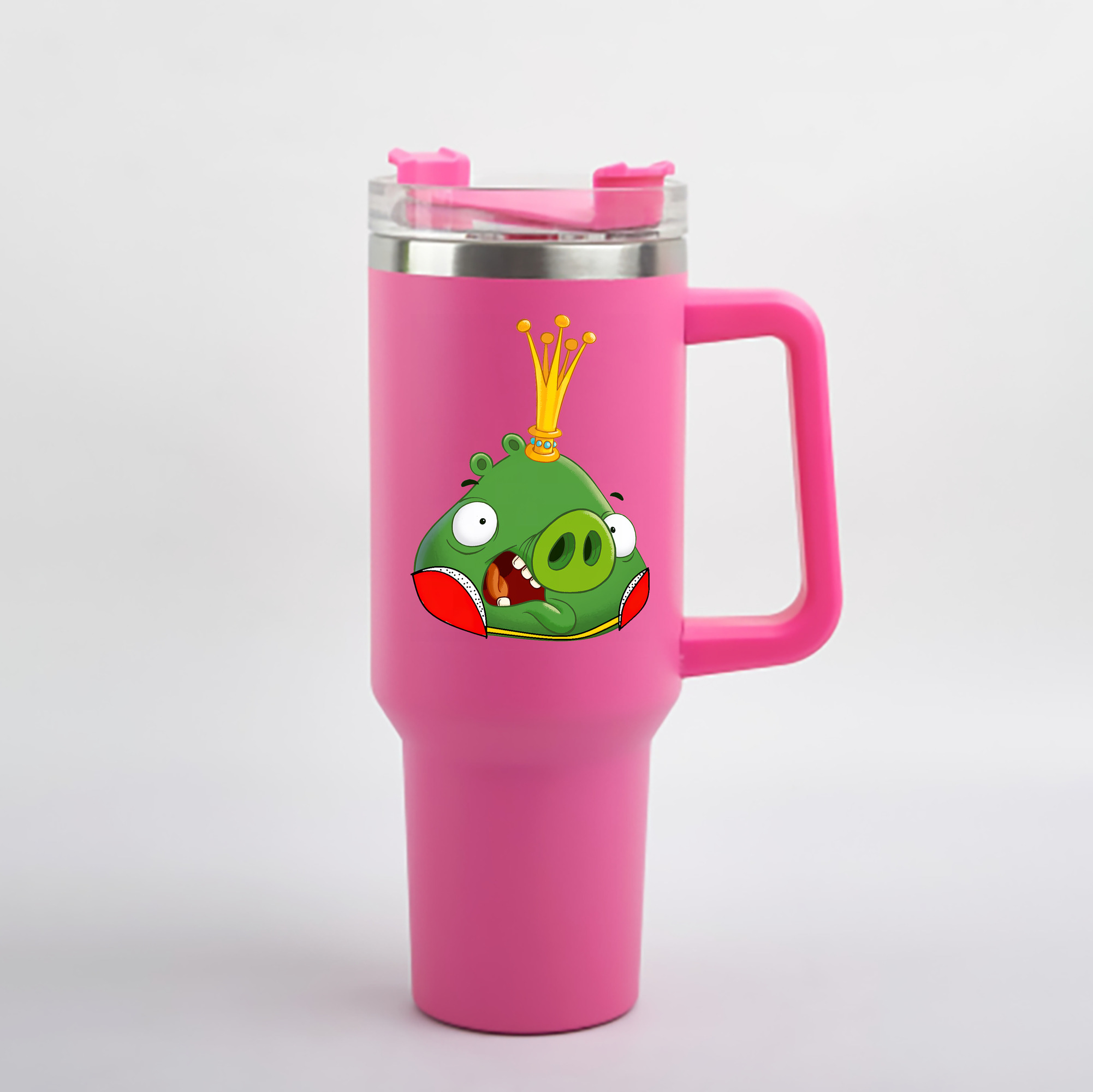 （画像用） Angry Birds アングリーバード 1200mL車用タンブラー - クリスタルステッカー（プラスチックストロー付き）